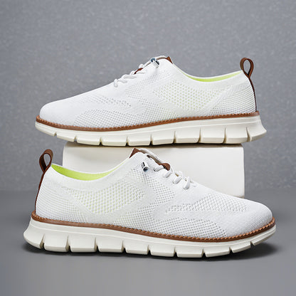 Lightweight lace up casual men's shoes breathable fly woven men's size